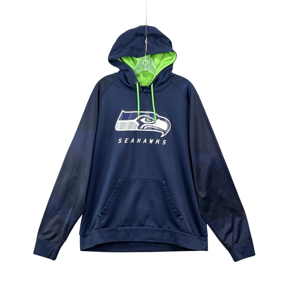 Majestic Hoodie Men XL Blue Seattle Seahawks NFL Therma Base Football Sportswear